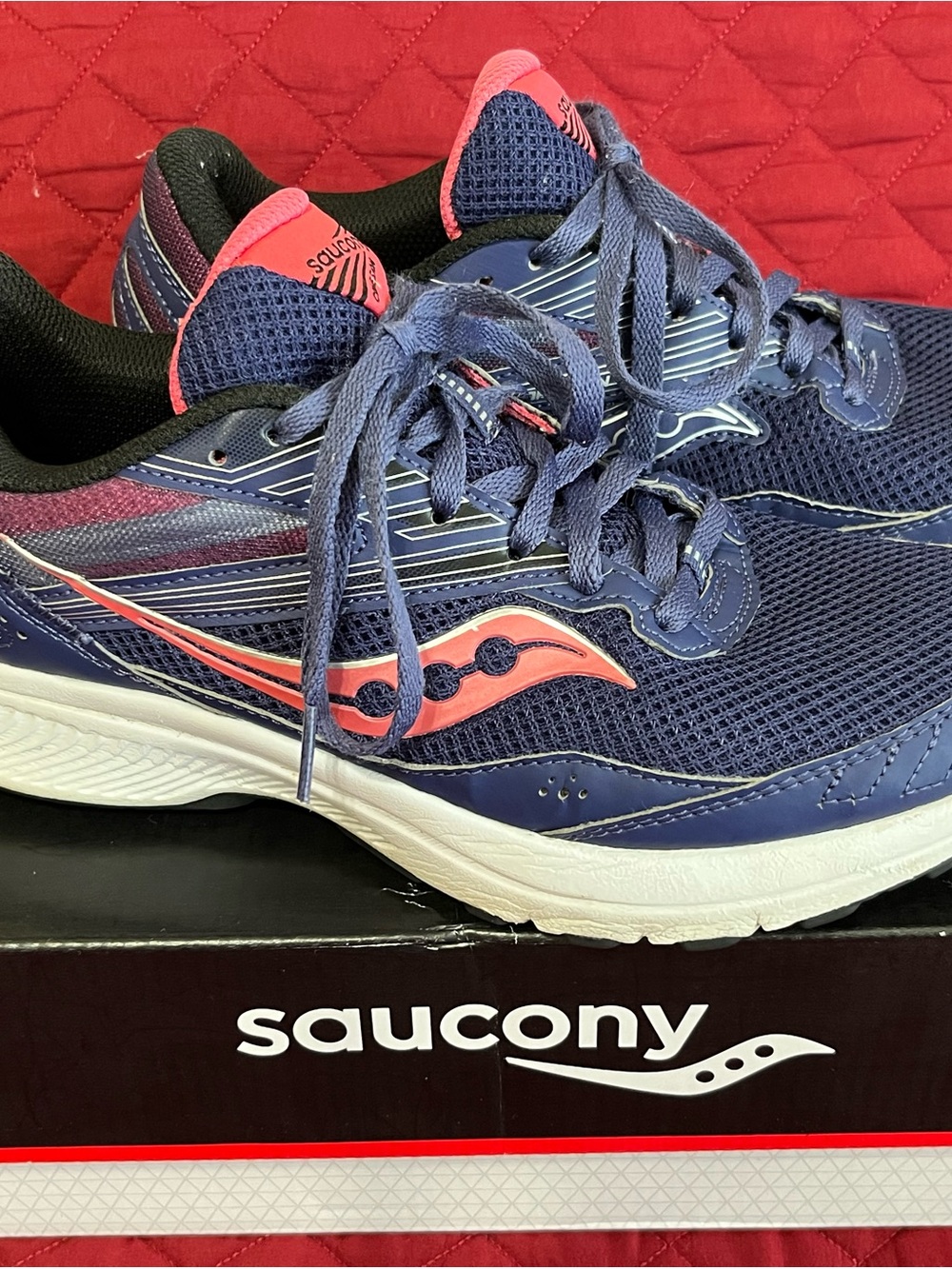 Saucony Women's Navy and Coral Athletic Running Shoes